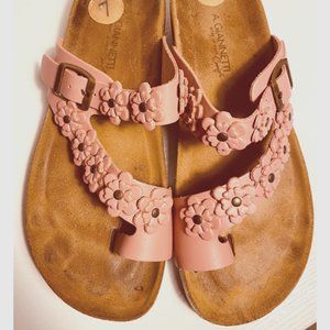 A. Giannetti Pink flower Slide-On Sandals - Size 7 - Made in Italy.